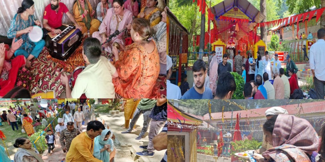 Hundreds of devotees throng Mata Kheer Bhawani Temple at Tikker Kupwara,  District admin Kupwara had made all arrangements for annual festival