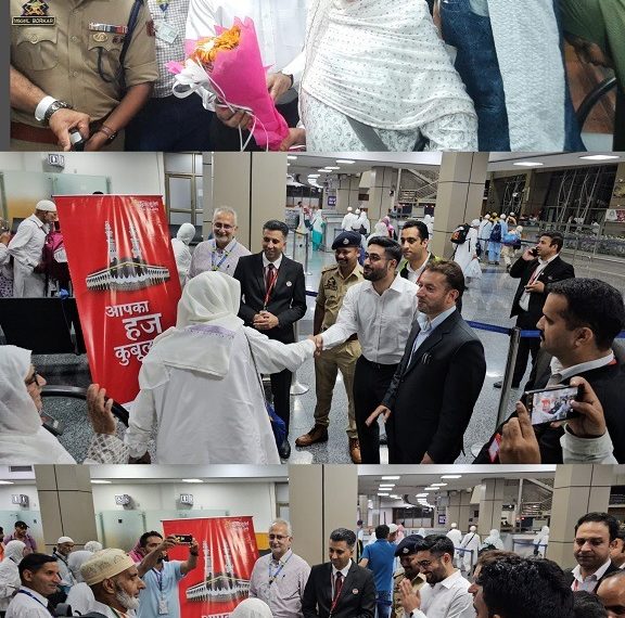 DC Budgam receives first batch of Hajj pilgrims at Srinagar Airport