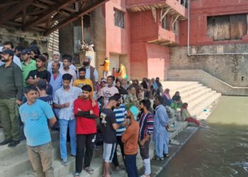 District President BJP Srinagar today visited the Habba Kadal were an eight year old boy drowned yesterday.
