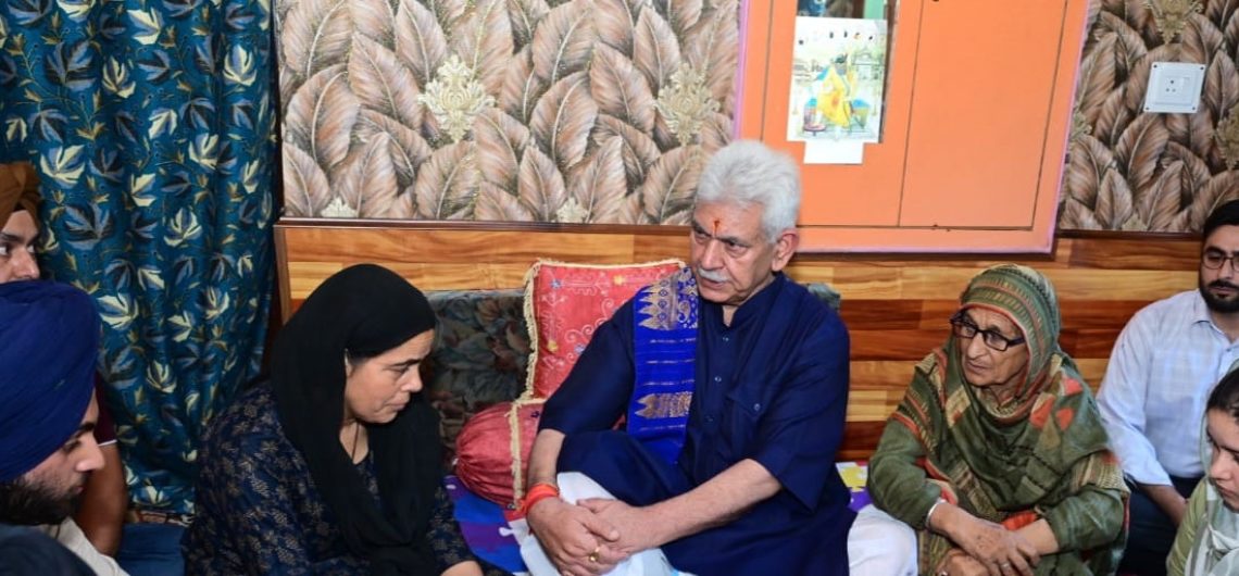 Lieutenant Governor Shri Manoj Sinha today visited the family members of deceased Special Security Force (SSF) Personnel, SGCT. Kulbir Singh, at their residence in Budgam.