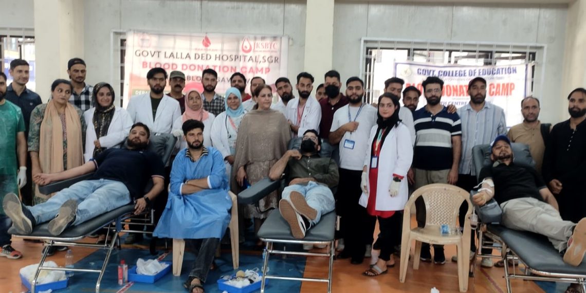 Blood donation camp held at Govt College of Education (IASE) M. A. Road, Srinagar