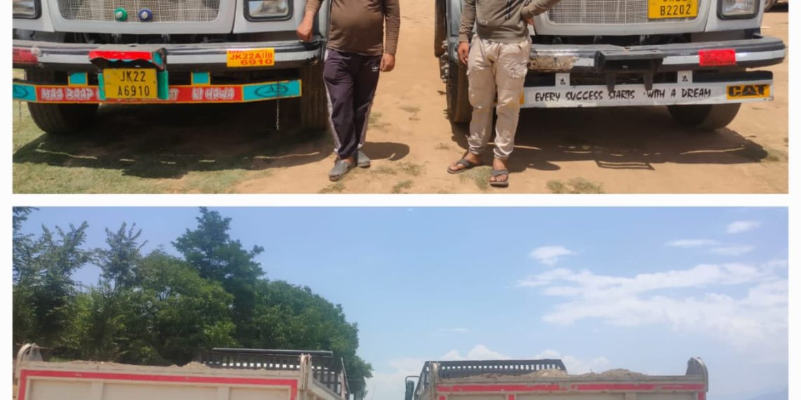 Illegal extraction of minerals: Police seizes 02 vehicles in Shopian