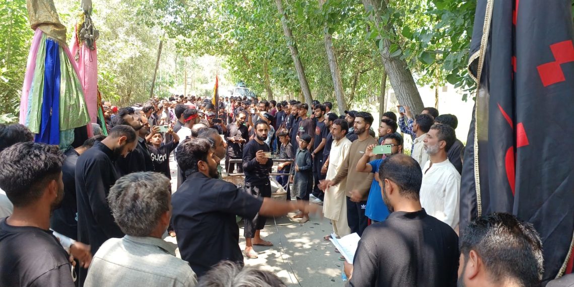 Zuljanah procession begins as Shia mourners march In Ankhol Sumbal.
