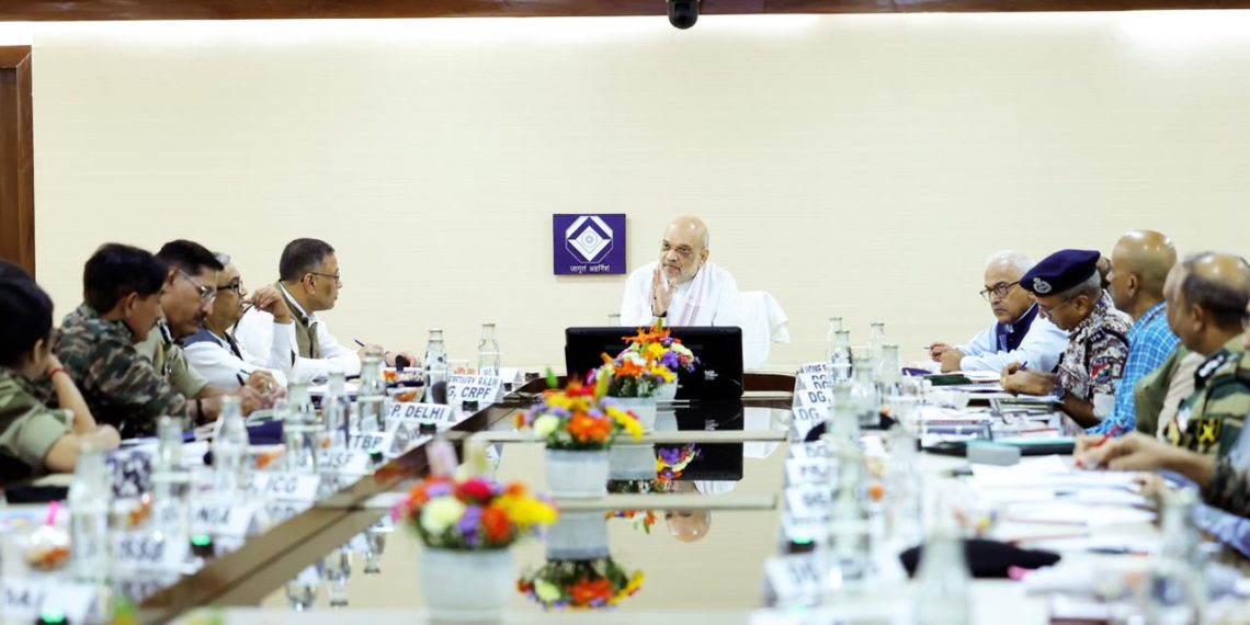 Union Home Minister Shri Amit Shah chairs a high level meeting with various Heads of Security and Law Enforcement Agencies to review functioning of Multi Agency Centre (MAC) of IB, responsible for tackling security challenges in the country, in New Delhi today