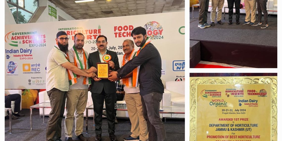 Dept. of Horticulture, J&K bags Ist position in International Agriculture & Horti Expo-2024, at New Delhi