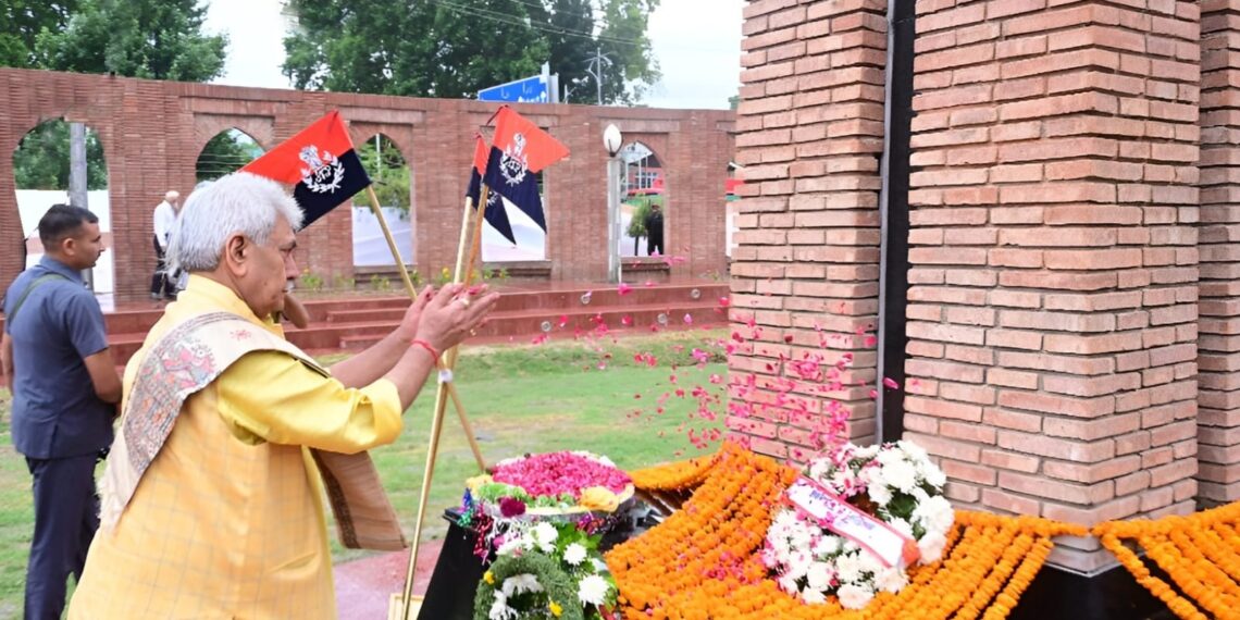 LG Manoj Sinha inaugurates Balidan Stambh in Srinagar