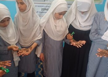 Mehndi Art Competition under SVEEP held at KGBV Kupwara