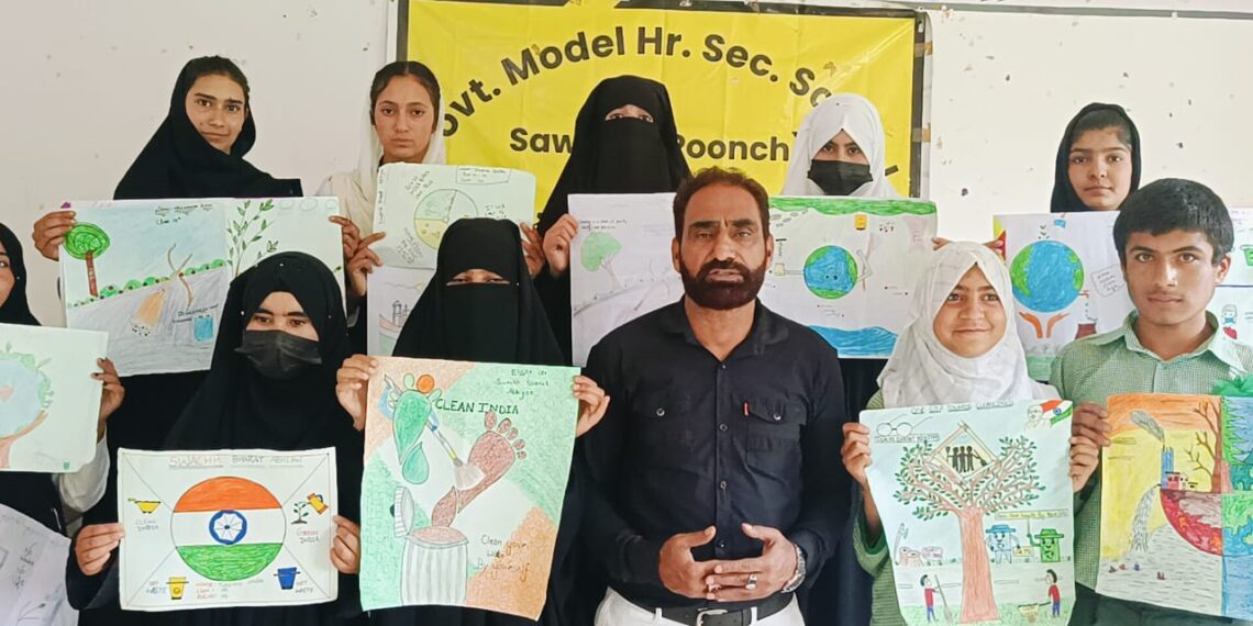 Cluster Head Model Higher Secondary School Sawjian Organizes Painting Competition and Plantation Drive