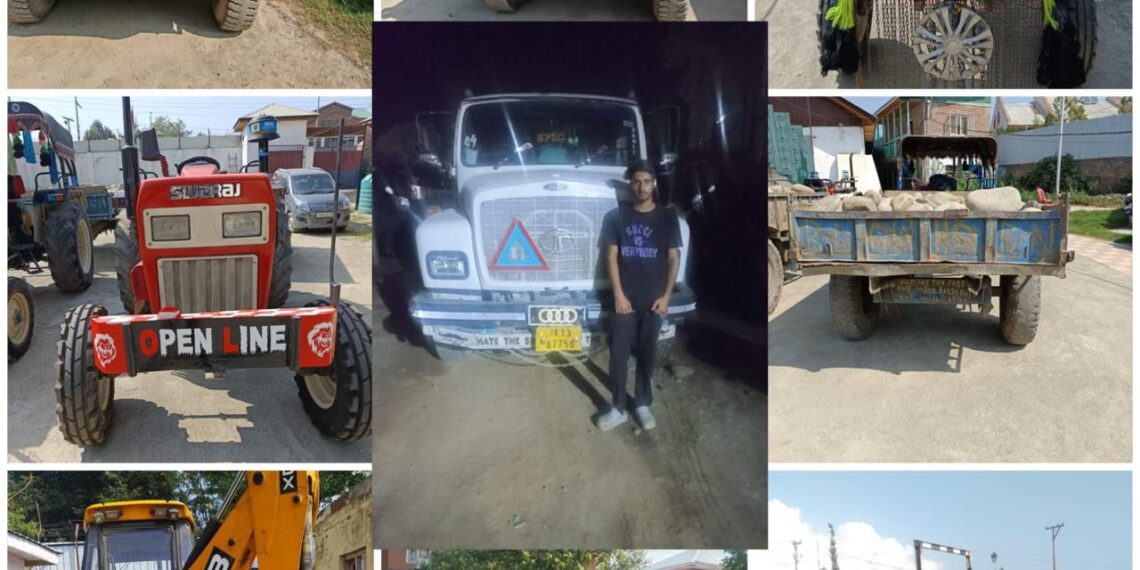 Police seizes 16 tractors ,05 tippers and 01 JCB in Budgam