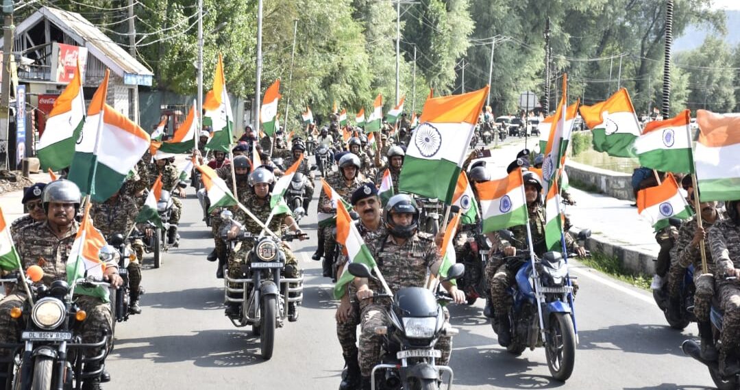 SRINAGAR SECTOR CRPF TAKES OUT A VIBRANT TIRANGA BIKE RALLY AS PART OF HAR GHAR TIRANGA CAMPAIGN
