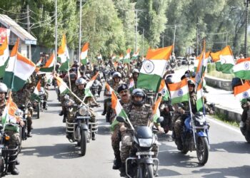 SRINAGAR SECTOR CRPF TAKES OUT A VIBRANT TIRANGA BIKE RALLY AS PART OF HAR GHAR TIRANGA CAMPAIGN
