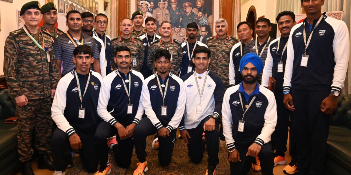 ARMY CHIEF GENERAL UPENDRA DWIVEDI FELICITATES INDIAN ARMY SPORTSPERSONS WHO PARTICIPATED IN PARIS OLYMPICS 2024