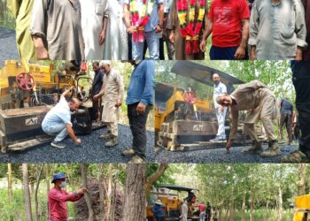 First Time Macdamization work Started On Rakhi Asham to Junction  Road Nowgam In Bandipora, locals expressed gratitude over Former MC Chairman Sumbal.