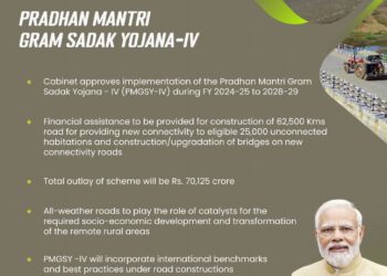 Cabinet approves implementation of the Pradhan Mantri Gram Sadak Yojana – IV (PMGSY-IV) during FY 2024-25 to 2028-29