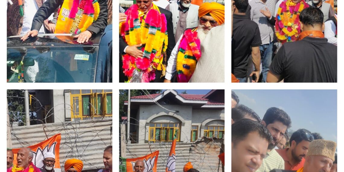 BJP Leaders Dr. Ali Mohammad Mir and Zahid Hussain Jan File Nominations for Khansahib and Charisharief Constituencies Amidst Massive Support.