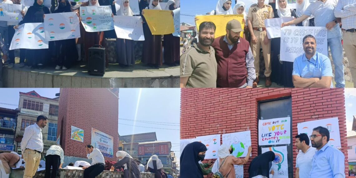 Assembly Elections- 2024 Inspiring civic participation through Art: Poster Writing & Painting Competition held at Clock Tower Shopian