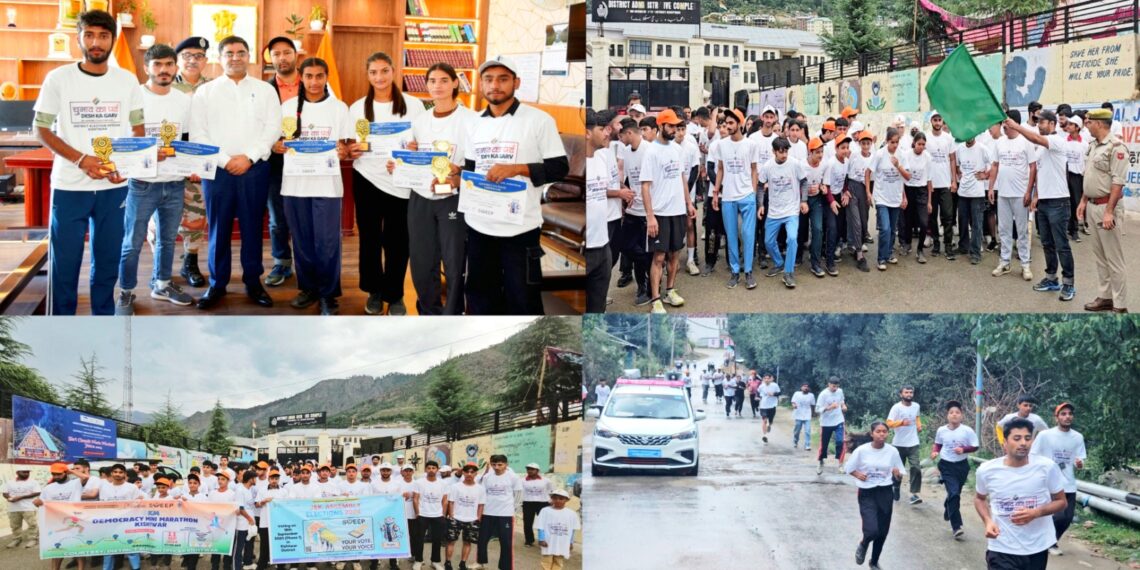Assembly Elections- 2024 Kishtwar hosts Democracy Mini -Marathon to promote Electoral Education
