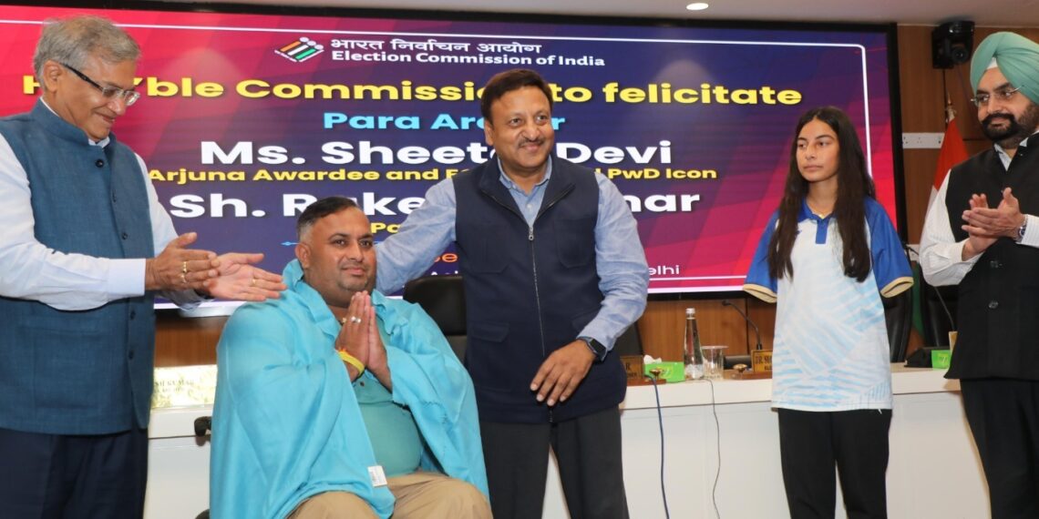Paralympic Archery champions from J&K Sheetal Devi, Rakesh Kumar team up as ECI’s National PwD Icons for voter awareness Both archers will team up to enhance participation in J&K Assembly Polls: CEC