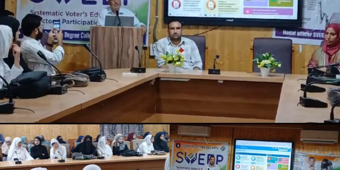 Assembly Elections-2024 SVEEP: Grand Awareness program for Young Female Voters held at GDC for Women Pulwama
