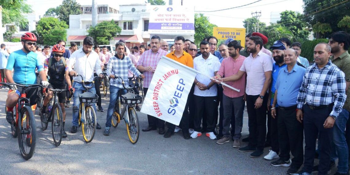 Assembly Elections-2024 Jammu Smart City organises bicycle rally to promote voter awareness
