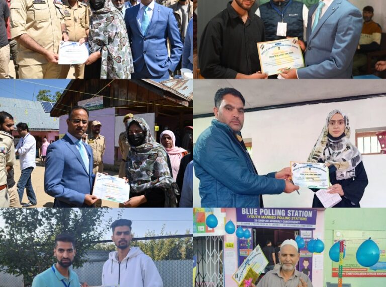Assembly Elections-2024 DEA Shopian honours first time voters, first voters of the day in a novel initiative