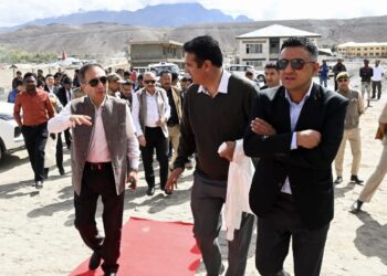 Justice Tashi Rabstan inspects construction works on Courts in Ladakh