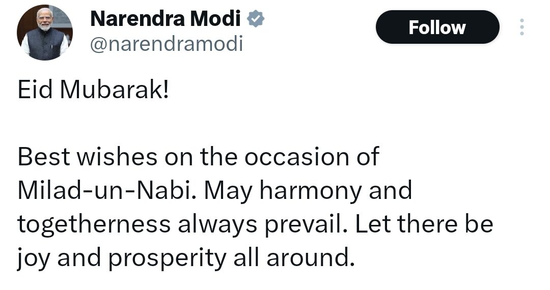 Prime Minister extends his greetings on occasion of Milad-un-Nabi