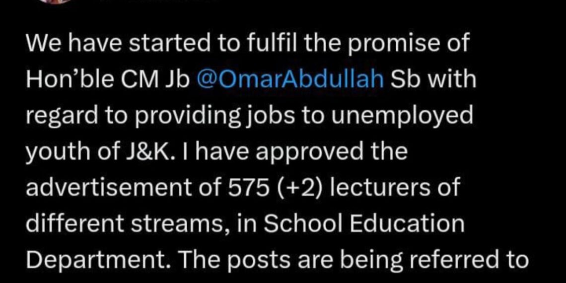 575 Lecturer Posts Approved for Recruitment in J&K: Sakeena Itoo