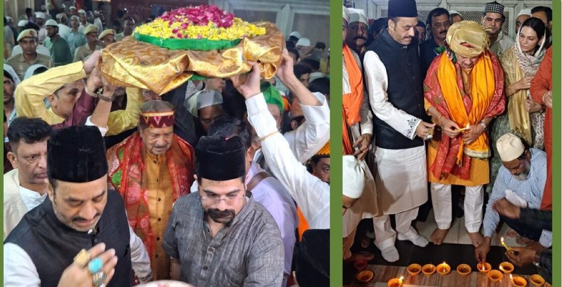 Firdous Baba, Chief of Kashmir Sewa Sangh, and Shri Indresh Kumar Offer Prayers at Hazrat Nizamuddin Auliya Dargah, Lighting Diyas to Symbolize Unity and Peace Ahead of Diwali