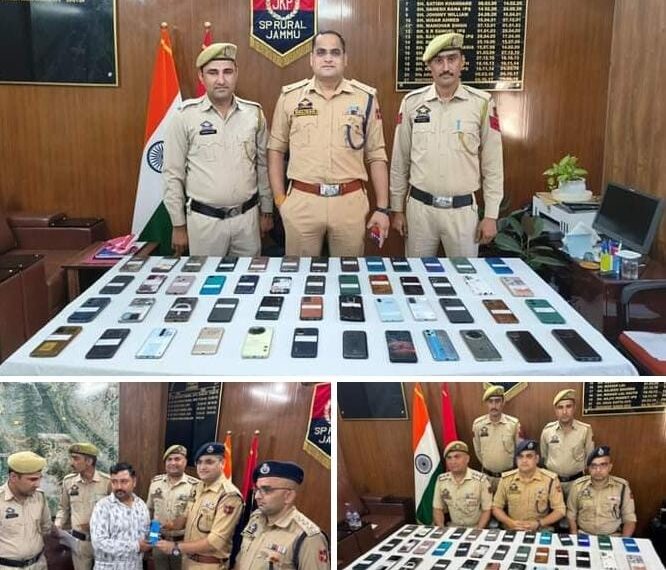 Jammu Police recovered 50 missing Mobile phones with estimated cost of Rs 7.5-8.0 lakhs in Rural Zone, Jammu.