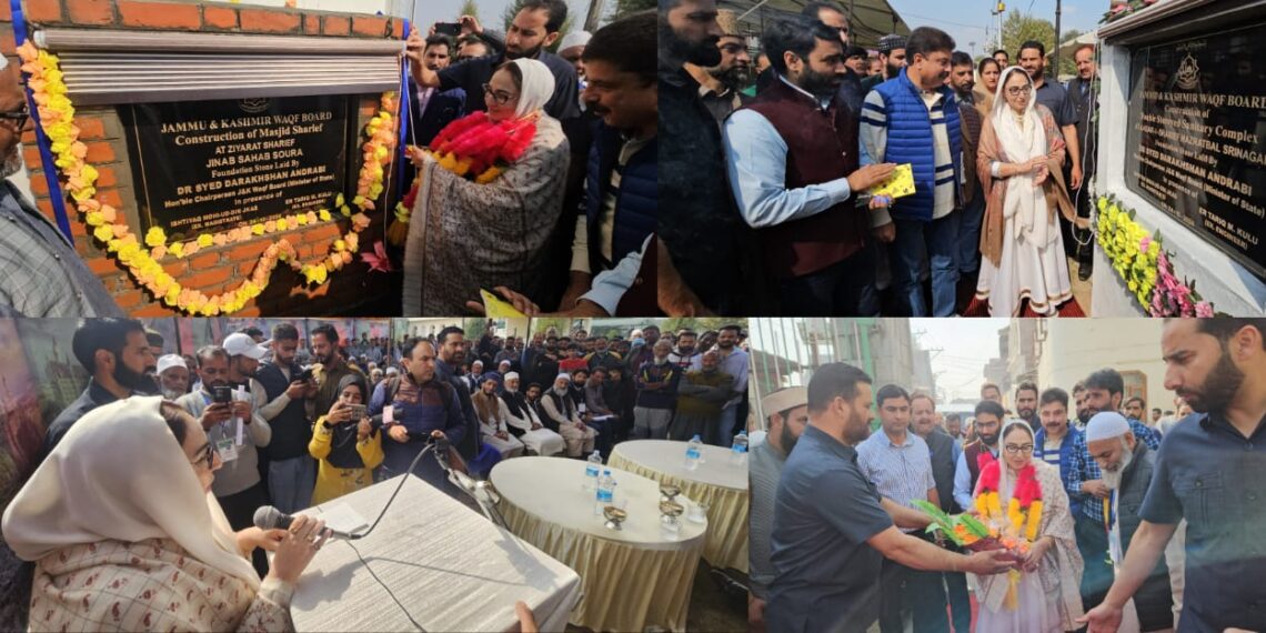 Dr Darakhshan laid foundation stone for new grand Mosque in Jenab Sahib Soura & double storeyed Sanitary Complex at Dargah Hazratbal