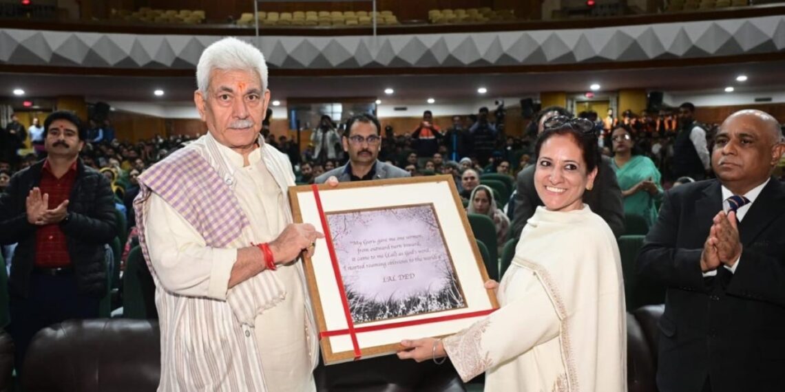 Lt Governor attends Opera on Lal Ded “Lal Ba Drayas”, conceptualised by Vandana Daftari, at Kashmir University