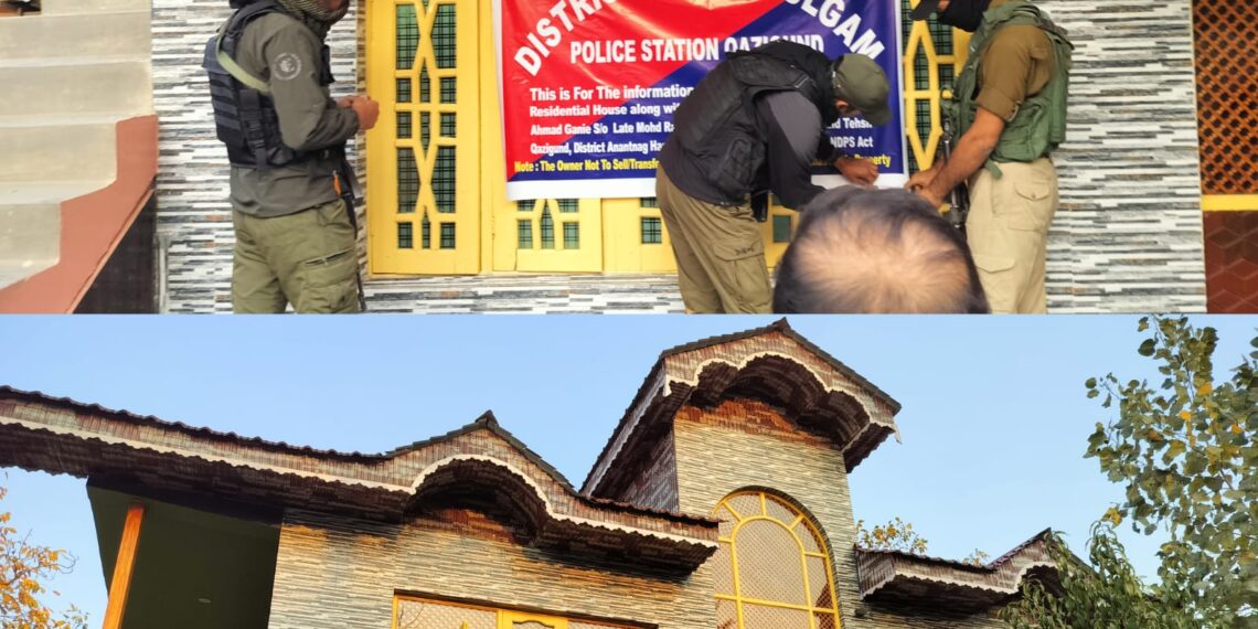 Police attaches property of drug peddler involved in multiple cases in Qazigund