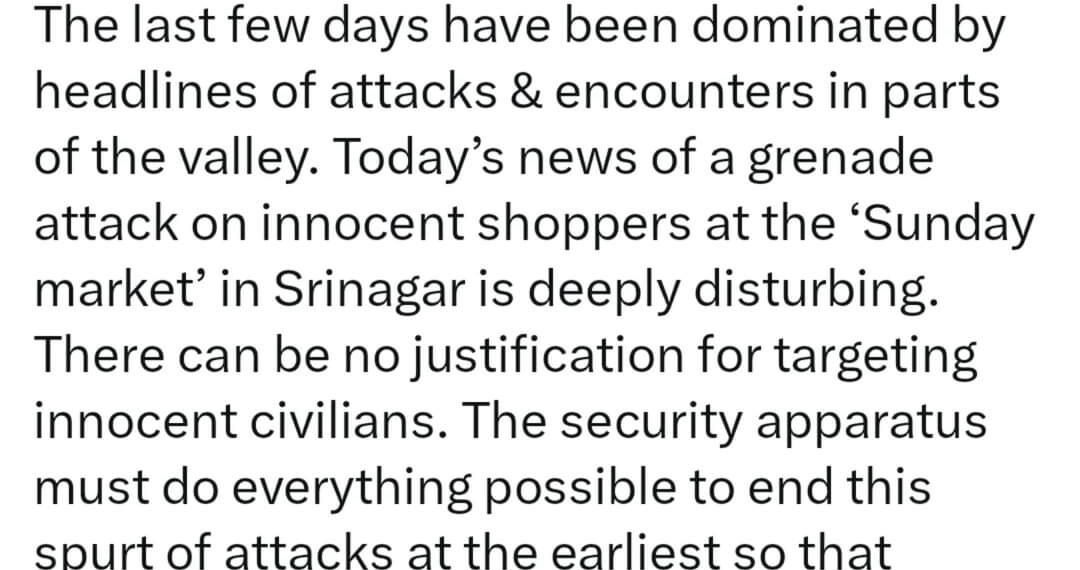 Sunday Market: Today’s Grenade Attack On Innocent Civilians Deeply Disturbing: CM Omar Abdullah