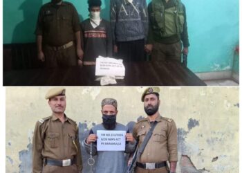 Police arrests 03 drug peddlers in Baramulla & Kulgam; Contraband substances recovered
