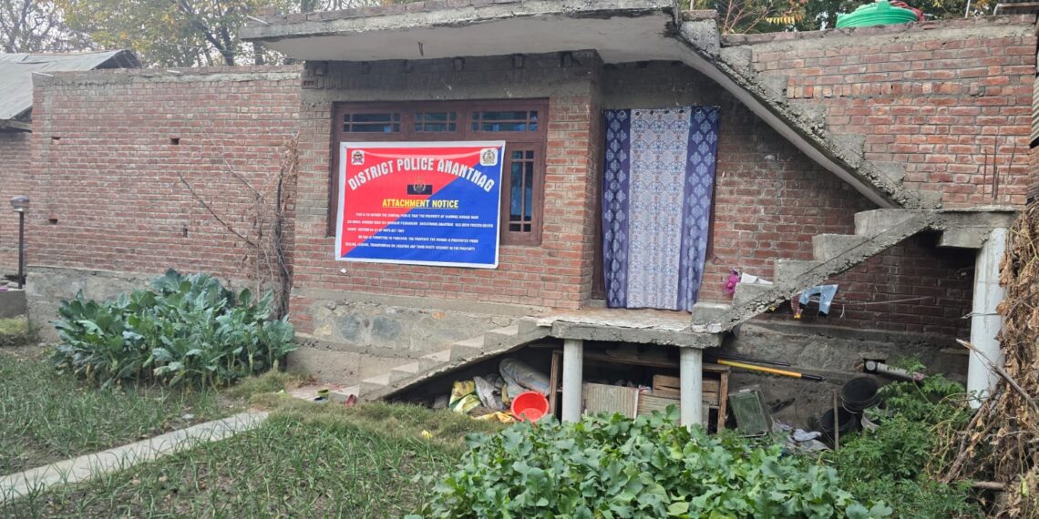 Anantnag Police Cracks Down on Narcotics :- ₹50 Lakhs Worth Property of Notorious Drug Peddler Attached
