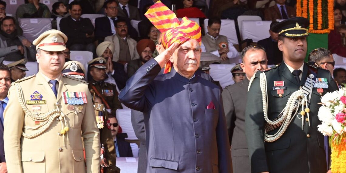 LG Manoj Sinha unfurls National Flag at Republic Day function