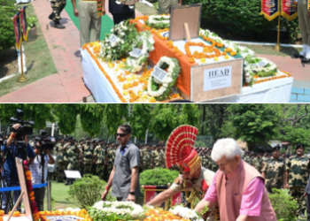 LG, DyCM Pay Tribute to Martyred BSF Officer, JKAS Officer Killed in Pak Shelling