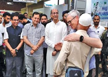 CM Omar Abdullah receives first batch of Hajj Pilgrims at Srinagar Airport