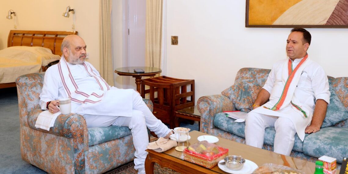 LoP Sunil Sharma briefs Union H M Amit Shah on devastation caused by cloudbursts and floods in Jammu region