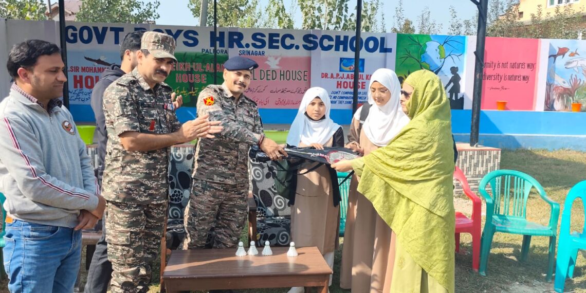CRPF Distributes Badminton Kits to Girl Students at GHSS Palpora to Promote Sports and Fitness