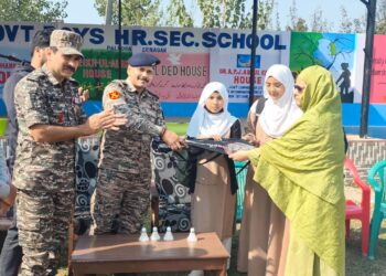 CRPF Distributes Badminton Kits to Girl Students at GHSS Palpora to Promote Sports and Fitness