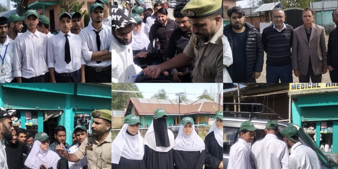 Handwara Police Launches Traffic Safety Drive at Tarathpora to Educate Students and Locals