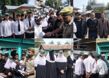 Handwara Police Launches Traffic Safety Drive at Tarathpora to Educate Students and Locals