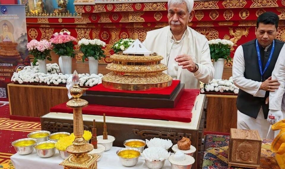 LG Manoj Sinha Returns from Russia with Lord Buddha’s Relics, Urges Humanity to ‘Be a Light Unto Yourself’