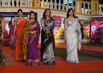 DC Handlooms present ‘Sarees in Motion: 70MM on Runway’, a fashion show at IFFI 2025
