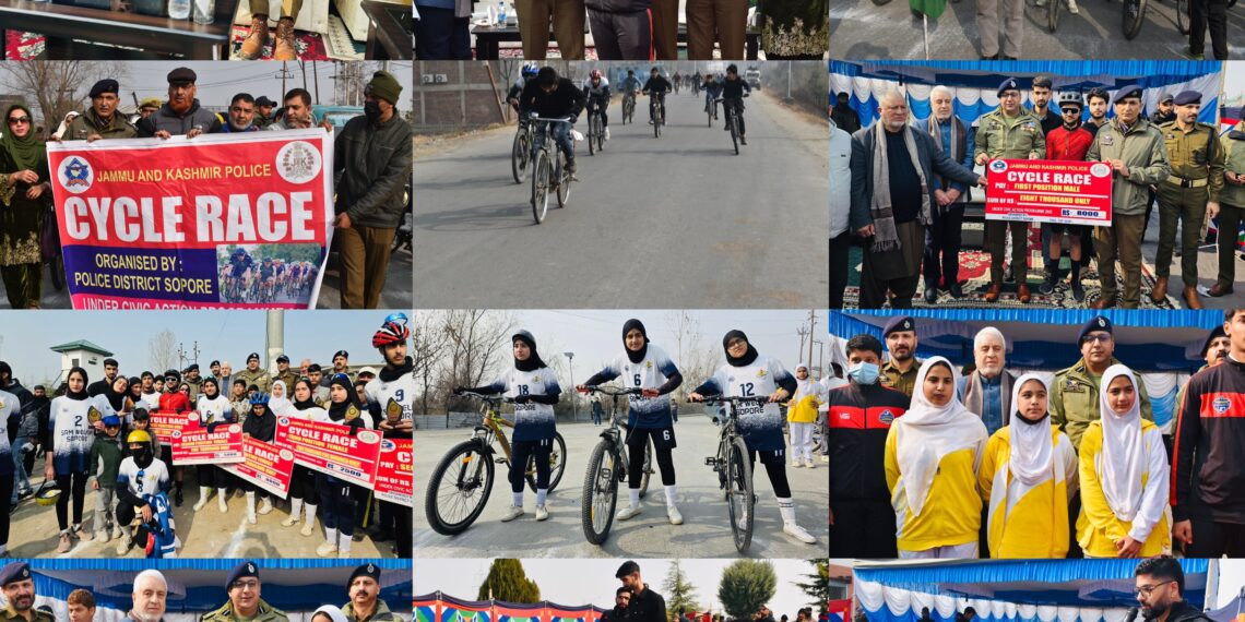 Sopore Police Organise Cycling Race Competition Under Civic Action Programme