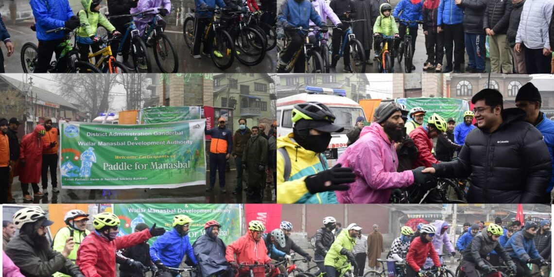 40 cyclists paddle to Manasbal to raise awareness about good governance, adventure tourism