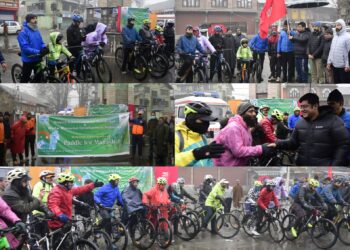 40 cyclists paddle to Manasbal to raise awareness about good governance, adventure tourism