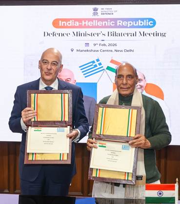 Rajnath Singh holds bilateral talks with Minister of National Defence of Hellenic Republic in New Delhi